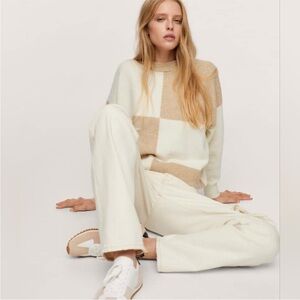 Mango color block checks sweater